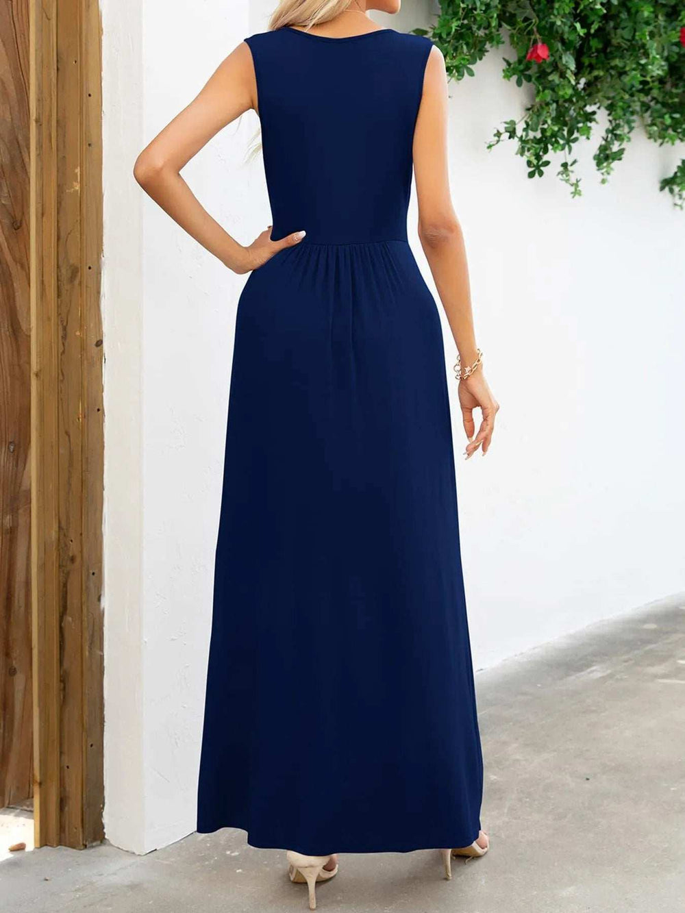 Surplice Neck Sleeveless Maxi Dress - Trendsi - Flyclothing LLC