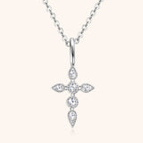 925 Sterling Silver Moissanite Cross Pendant Necklace - Trendsi - Flyclothing LLC