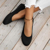 Round Toe Knit Ballet Flats - Trendsi - Flyclothing LLC