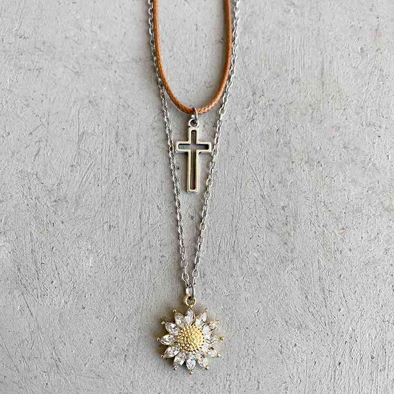 Sunflower Pendant Necklace Set - Trendsi - Flyclothing LLC