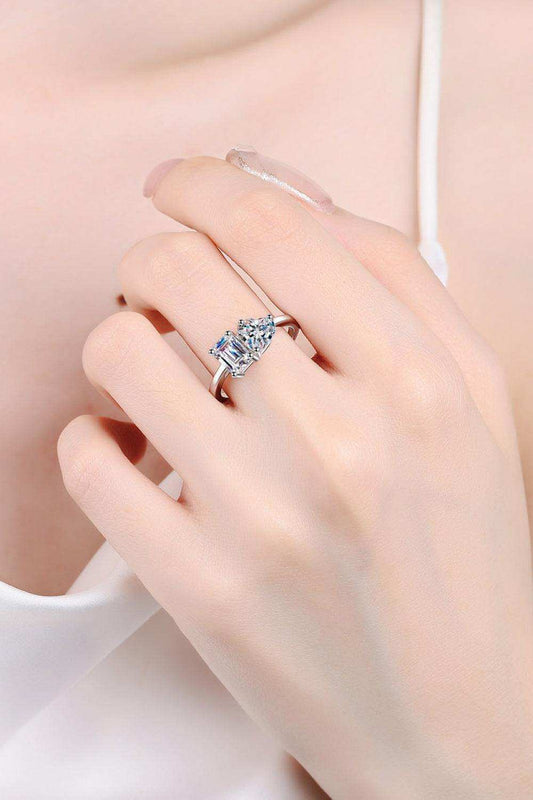 Rhodium-Plated 2 Carat Moissanite Ring - Trendsi - Flyclothing LLC