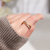 Crisscross Gold-Plated 925 Sterling Silver Ring - Trendsi