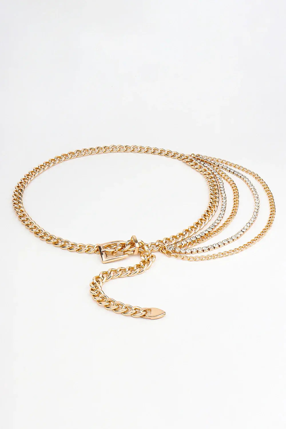 Rhinestone Decor Metal Chain Belt - Trendsi - Flyclothing LLC