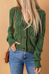 Mixed Knit Button Down Cardigan with Pockets - Flyclothing LLC