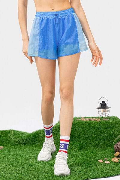 Color Block Drawstring Active Shorts - Trendsi - Flyclothing LLC