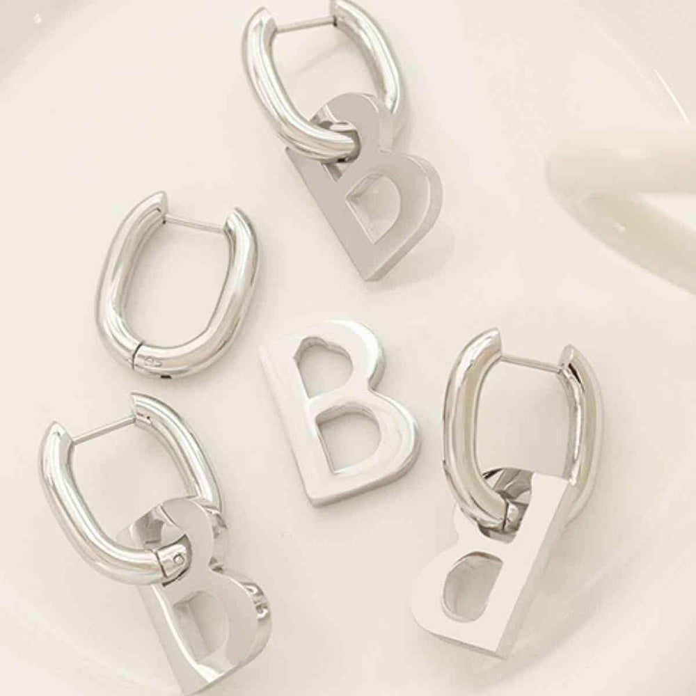 Letter B Titanium Steel Earrings - Trendsi - Flyclothing LLC