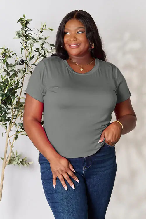 Basic Bae Full Size Round Neck Short Sleeve T-Shirt - Trendsi - Flyclothing LLC