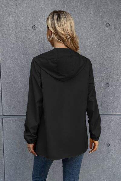 Zip Up Long Sleeve Hooded Watertight Jacket - Trendsi - Flyclothing LLC