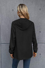 Zip Up Long Sleeve Hooded Watertight Jacket - Trendsi - Flyclothing LLC