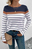 Striped Round Neck Long Sleeve T-Shirt - Trendsi - Flyclothing LLC