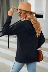 Cable-Knit Long Sleeve Hoodie - Trendsi