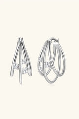 Moissanite 925 Sterling Silver Layered Earrings - Trendsi - Flyclothing LLC