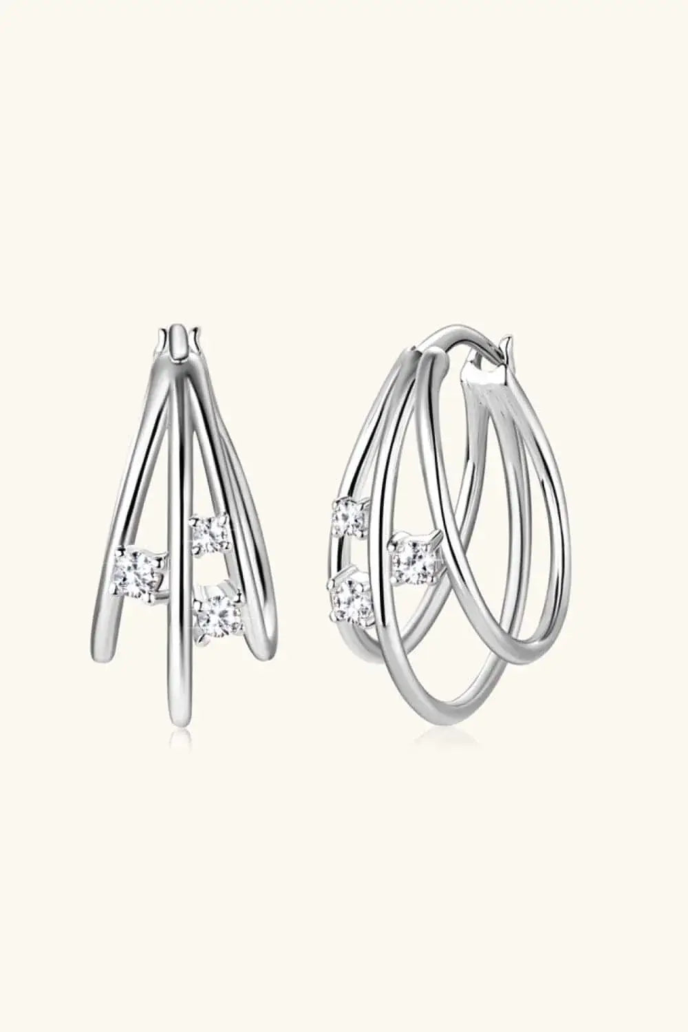 Moissanite 925 Sterling Silver Layered Earrings - Trendsi - Flyclothing LLC