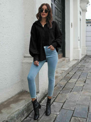 Collared Neck Dropped Shoulder Buttoned Shirt - Trendsi
