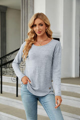Round Neck Long Sleeve T-Shirt - Trendsi