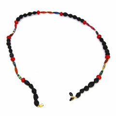 Face Mask/Eyeglass Paper Bead Chain, Black and Red - Creative Alternatives