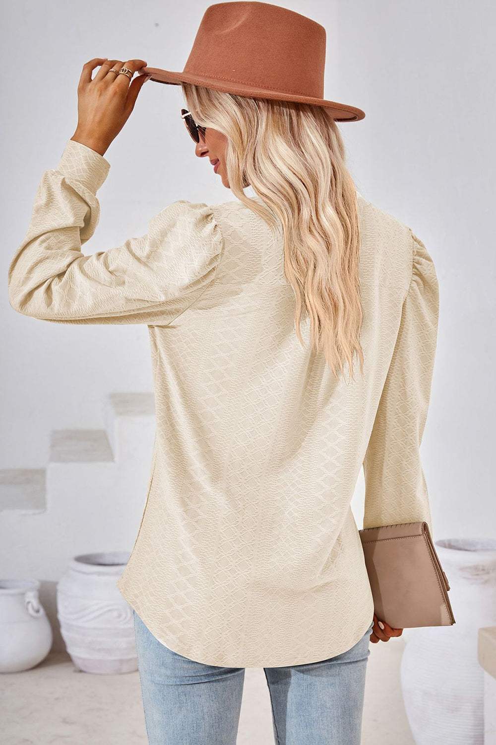 Notched Long Sleeve T-Shirt - Trendsi - Flyclothing LLC