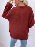 Quarter-Button Slit Sweater - Trendsi - Flyclothing LLC