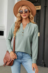 Notched Long Sleeve T-Shirt - Trendsi - Flyclothing LLC