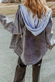 Plaid Snap Down Raw Hem Drawstring Hooded Jacket - Trendsi - Flyclothing LLC