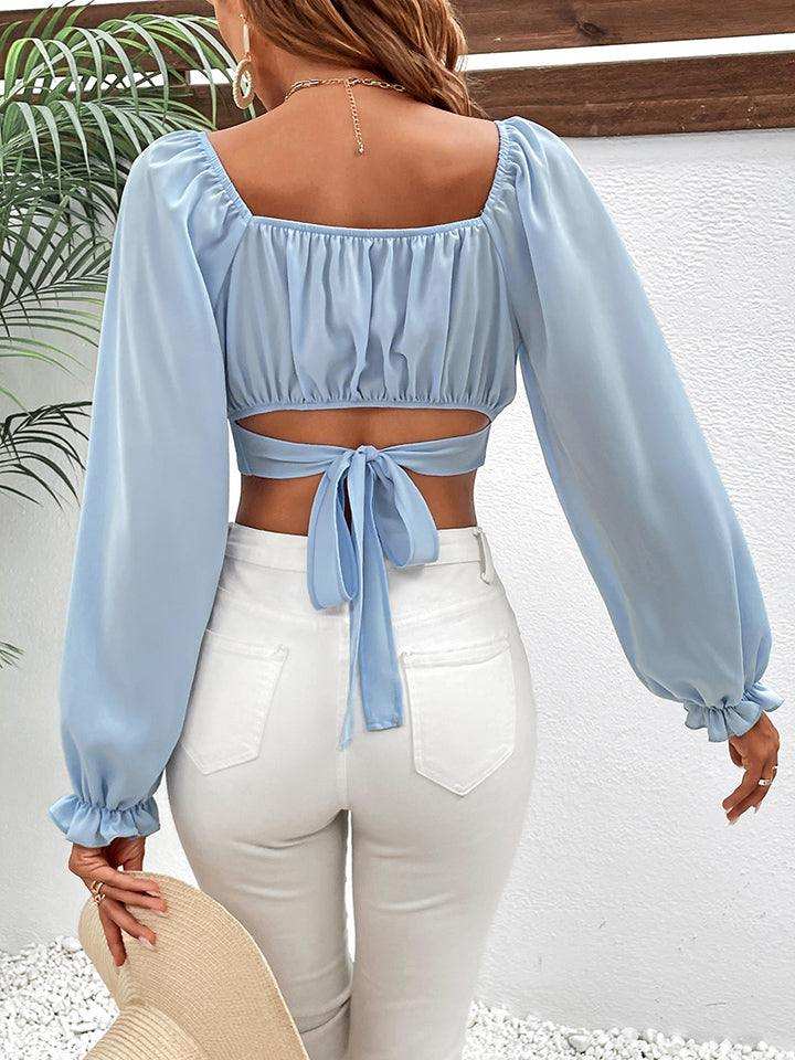 Raglan Sleeve Cropped Blouse - Trendsi - Flyclothing LLC