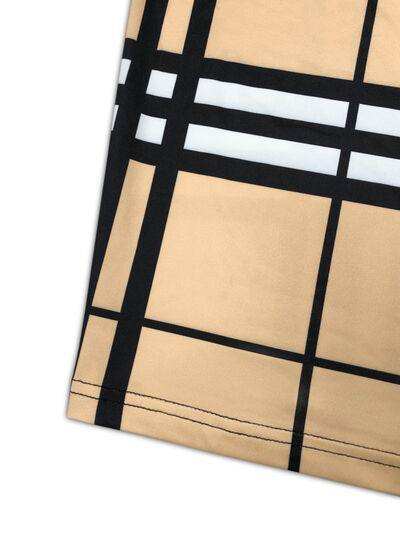 Plus Size Plaid V-Neck Long Sleeve Wrap Dress - Trendsi - Flyclothing LLC