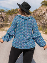 Plus Size Tie Neck Ruffled Blouse - Trendsi - Flyclothing LLC