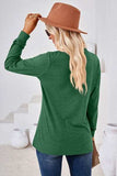 Notched Button Detail Long Sleeve T-Shirt - Trendsi - Flyclothing LLC
