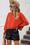 Round Neck Dropped Shoulder Pullover Sweater - Trendsi - Flyclothing LLC