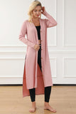 Button Up High-Low Long Sleeve Slit Cardigan - Trendsi