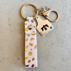 Genuine Leather Alloy Keychain - Trendsi