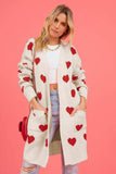 Heart Graphic Open Front Cardigan with Pockets - Trendsi