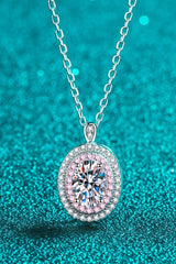925 Sterling Silver Rhodium-Plated 1 Carat Moissanite Pendant Necklace - Trendsi - Flyclothing LLC