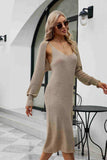 Knit Slit Tank Dress and Bolero Set - Trendsi - Flyclothing LLC