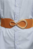 Ribbed Alloy Buckle Elastic Belt - Trendsi - Flyclothing LLC