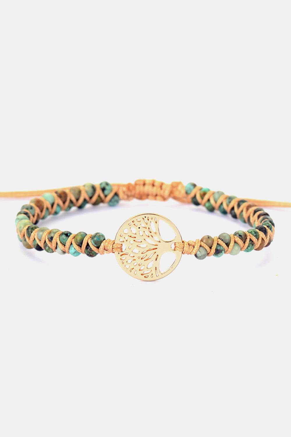 Handmade Tree Shape Beaded Copper Bracelet - Trendsi