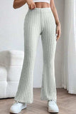 Basic Bae Full Size Ribbed High Waist Flare Pants - Trendsi - Flyclothing LLC