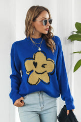 Flower Graphic Drop Shoulder Sweater - Trendsi