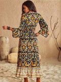 Floral V-Neck Midi Dress - Trendsi - Flyclothing LLC
