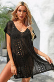 Openwork Plunge Dolman Sleeve Cover-Up Dress - Trendsi