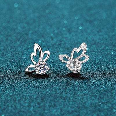 1 Carat Moissanite Butterfly Shape Earrings - Trendsi - Flyclothing LLC