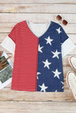 Star and Stripe V-Neck Top - Trendsi - Flyclothing LLC