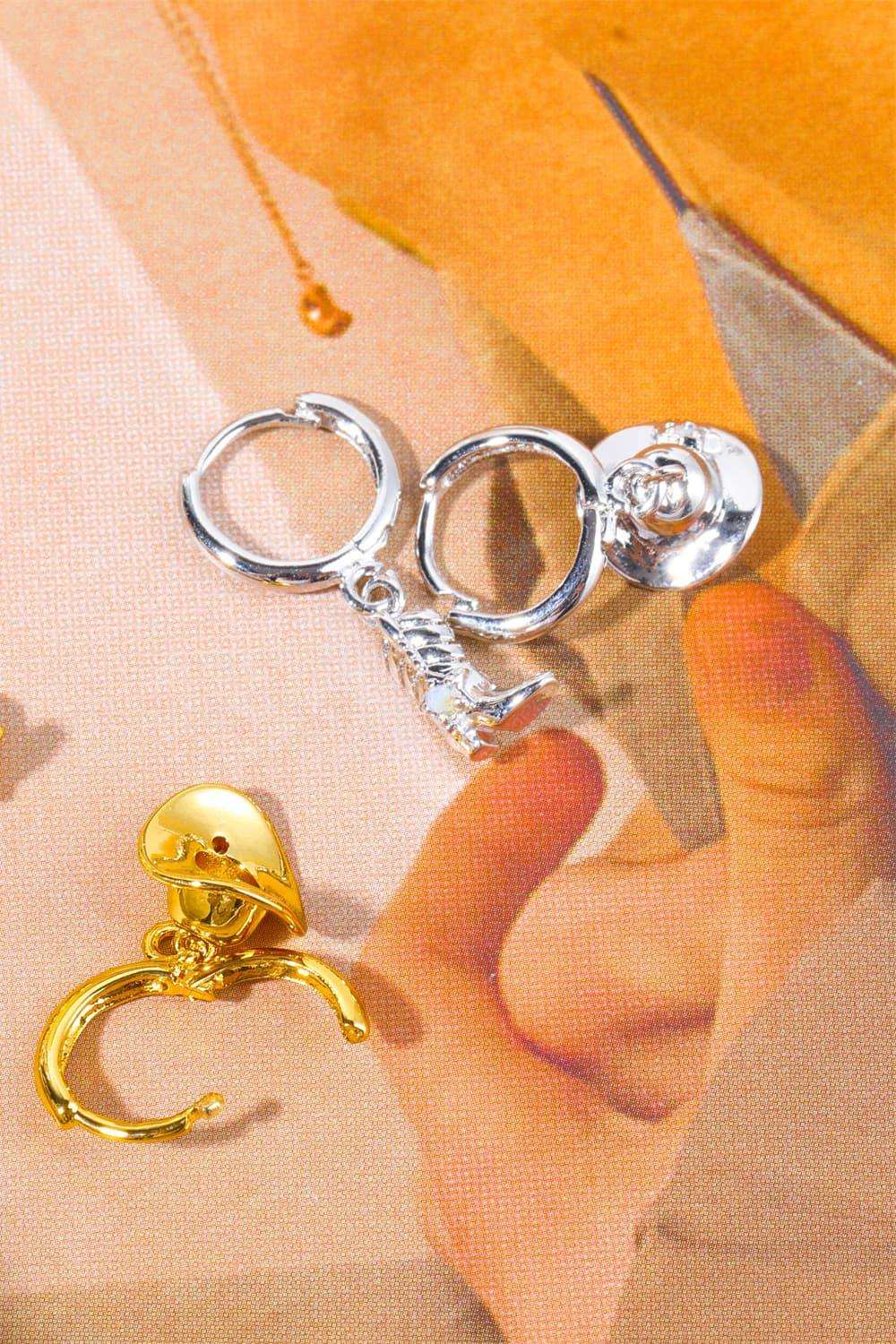 Hat & Boot Shape Asymmetrical Copper 14K Gold Plated Earrings - Trendsi - Flyclothing LLC