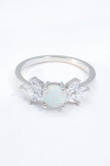 925 Sterling Silver Opal and Zircon Ring - Flyclothing LLC