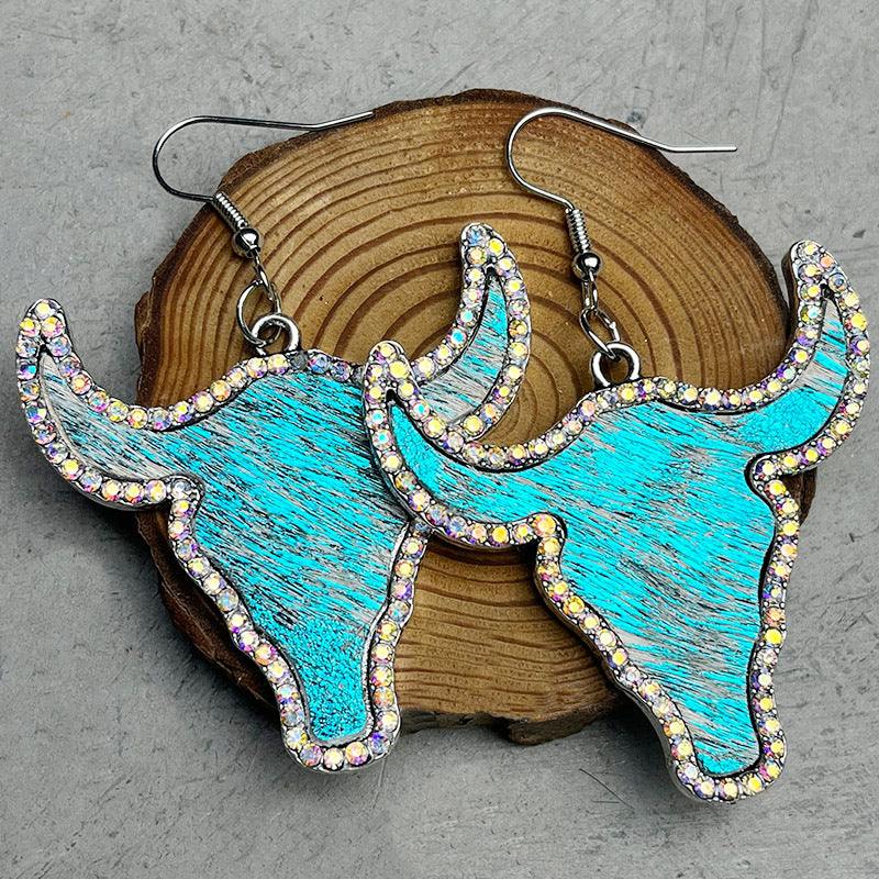 Rhinestone Bull Earrings - Trendsi
