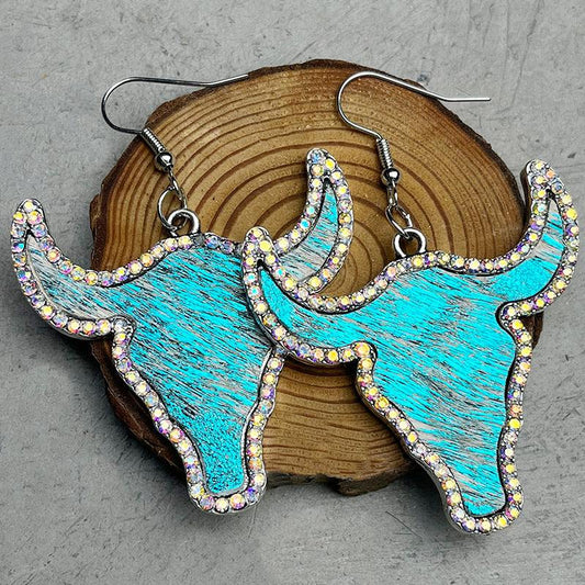 Rhinestone Bull Earrings - Trendsi