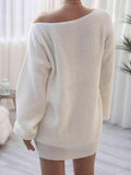Rib-Knit Mini Sweater Dress - Trendsi