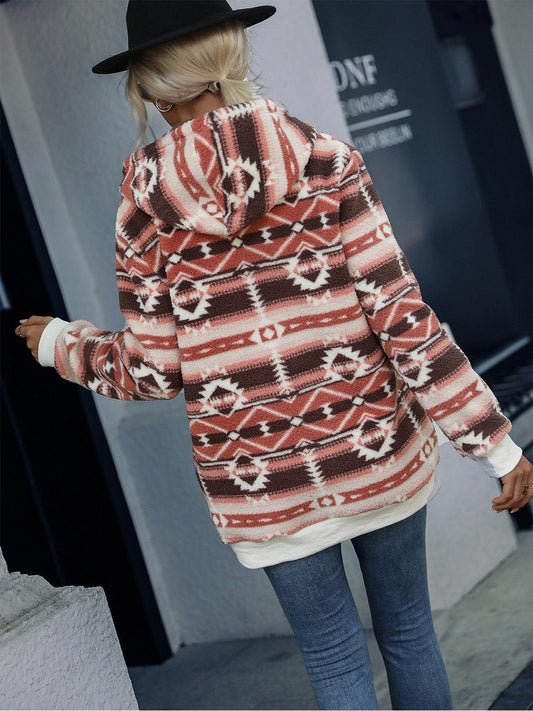 Quarter-Zip Long Sleeve Hoodie - Trendsi