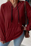 Textured Drawstring Kangaroo Pocket Hoodie - Trendsi - Flyclothing LLC