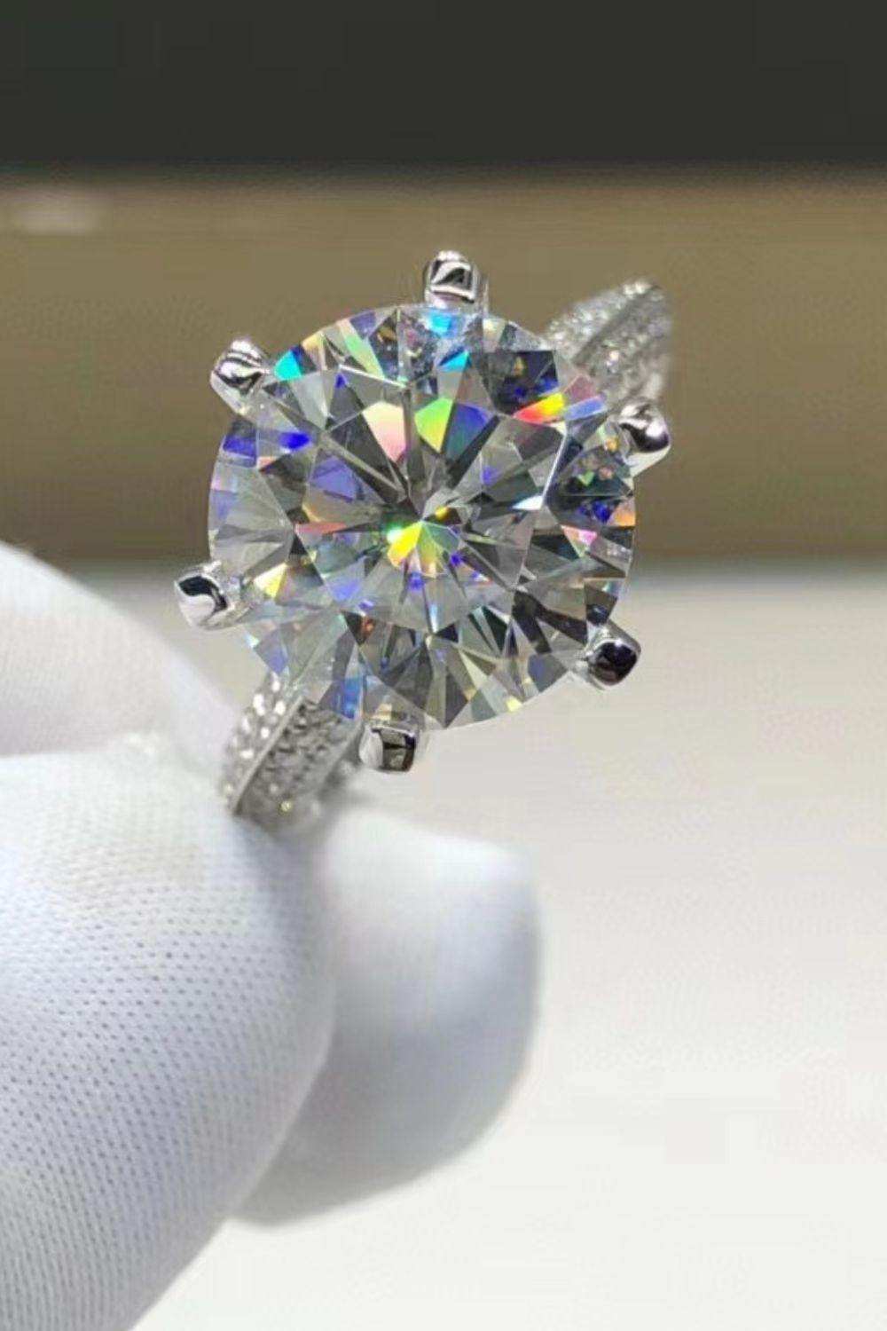 5 Carat Moissanite 6-Prong Ring - Trendsi - Flyclothing LLC